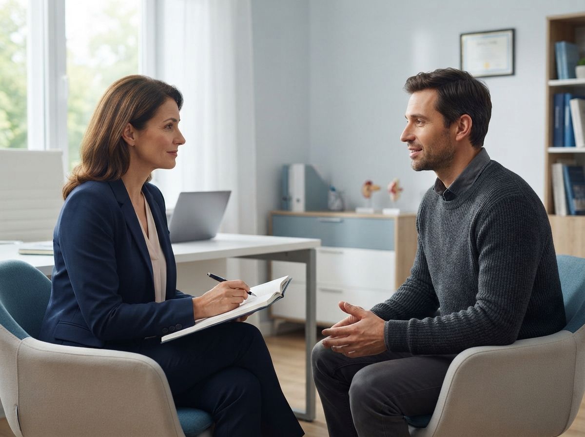 Консультация психотерапевта врач беседует с пациентом